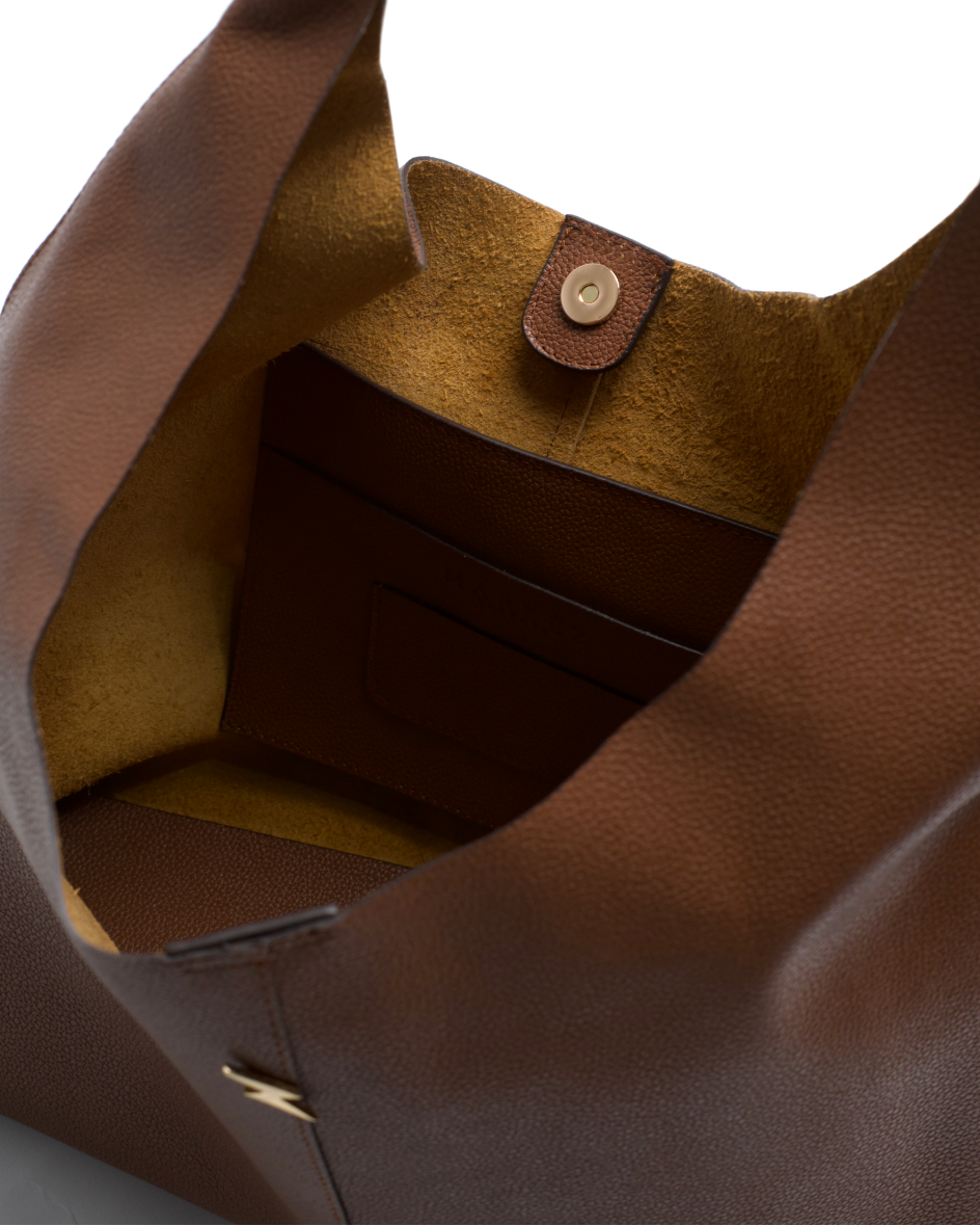 SUEDE TOTE BAG - CAMEL