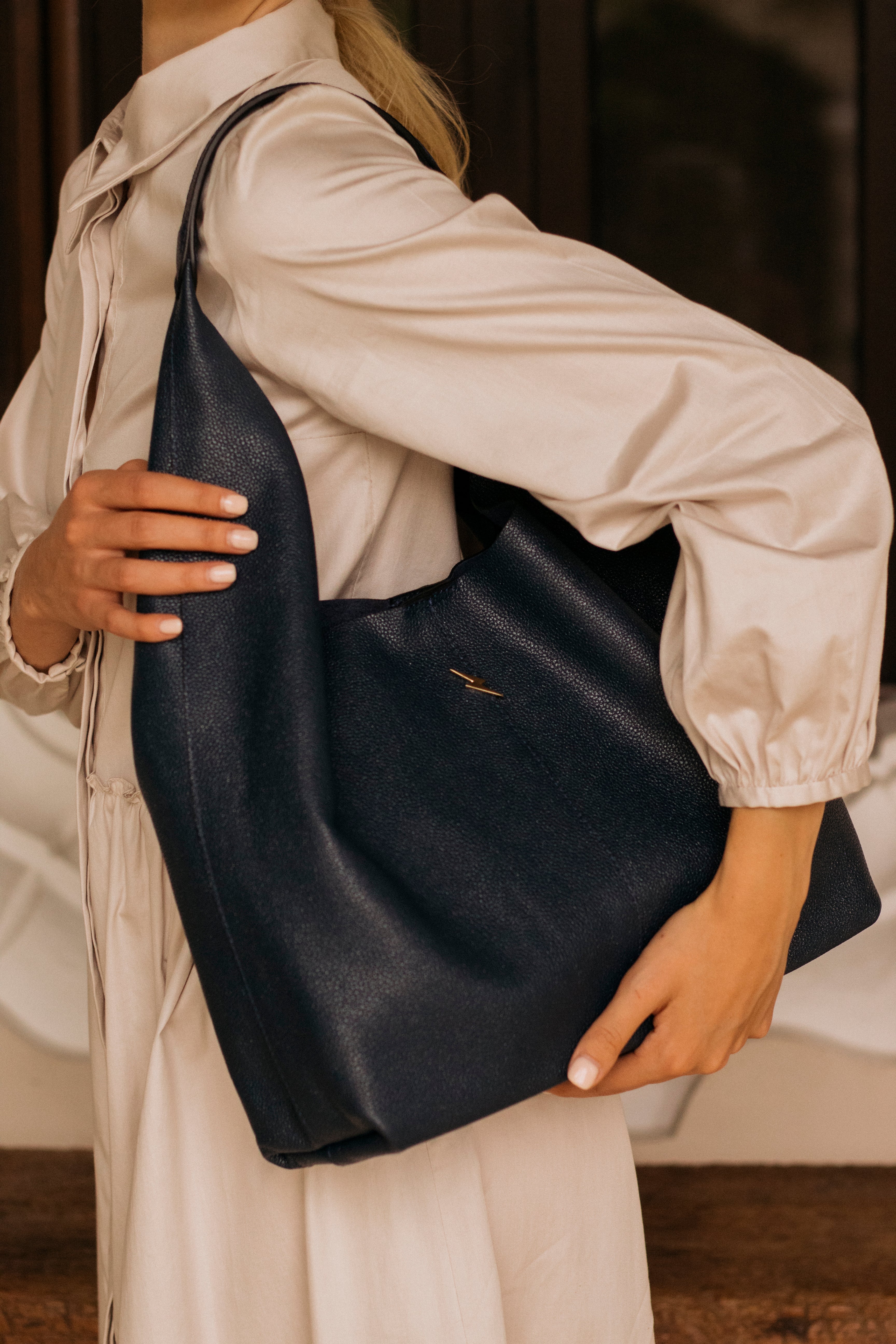 TOTE BAG - METALLIC BLUE